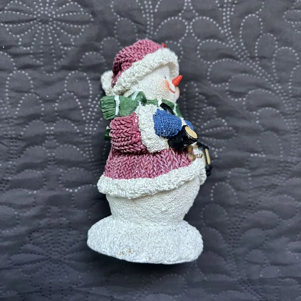 Vintage Resin Christmas Snowman Multicolor Figurine Holiday Winter Decor 5.5”H